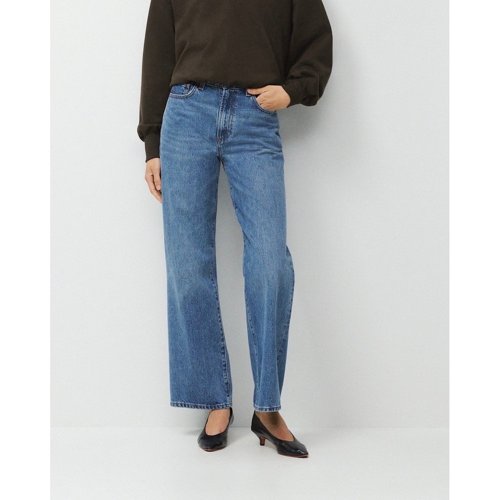 Denim Forum The Farrah Hi-Rise Wide Leg Jeans Blue Size 29 Denim Pants